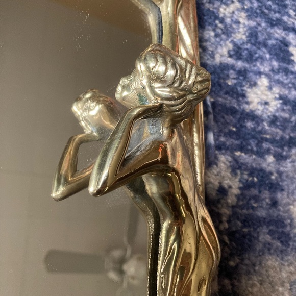 Art Nouveau Brass Mirror "Lady by the Lake” - Picture 2 of 10